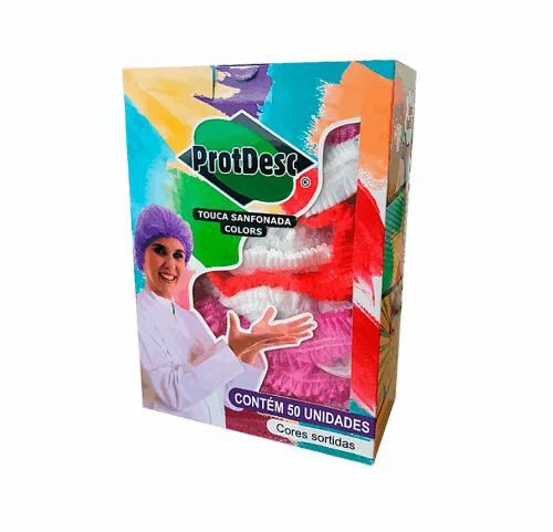 Touca Descartável Sanfonada Colors cx C/ 50un. Protdesc