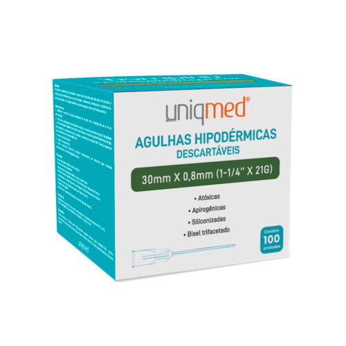 AGULHA HIPODERMICA 30MMX0,8 (1-1/4"X 21G) CAIXA- C6697-UNIQMED