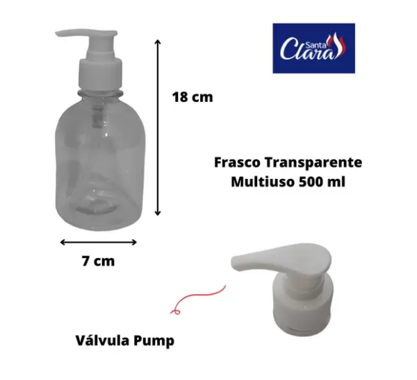 Frasco Translúcido Multiuso c/ Valvula Pump 500 ml Santa Clara - Image 2