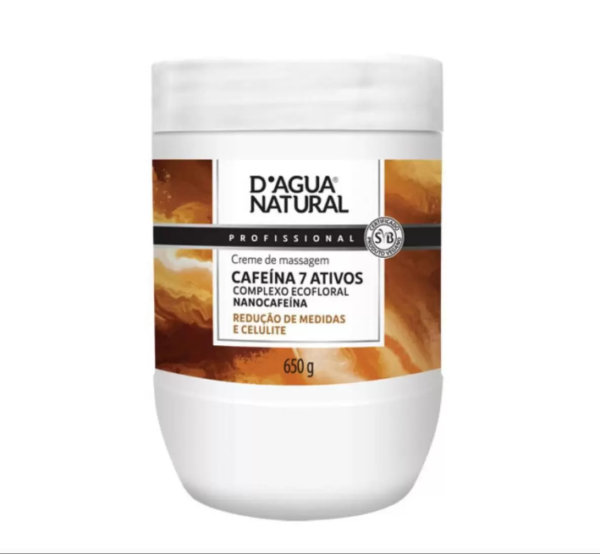 Creme Massagem Cafeína 7 Ativos D'agua Natural 650g