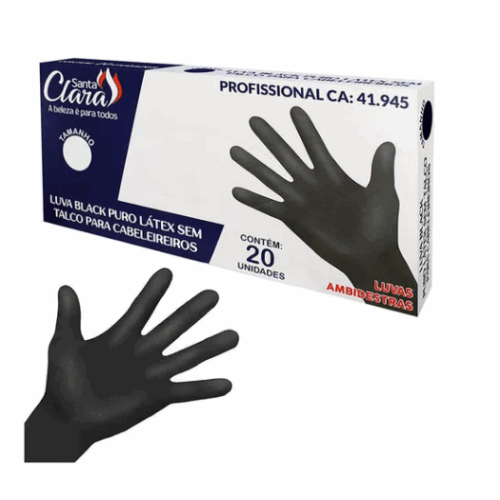 LUVA BLACK PURO LATEX SEM TALCO 20 UNIDADES TAMANHO P -SANTA CLARA