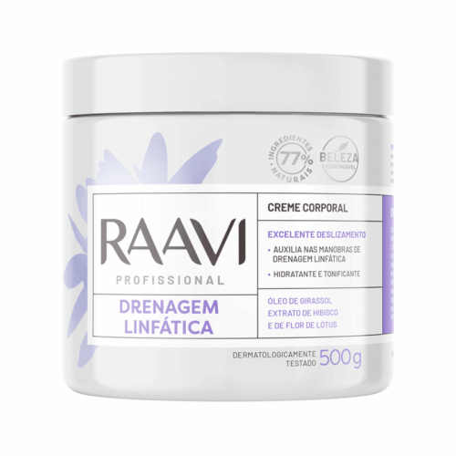 CREME MASSAGEM PARA DRENAGEM LINFATICA RAAVI - 500G