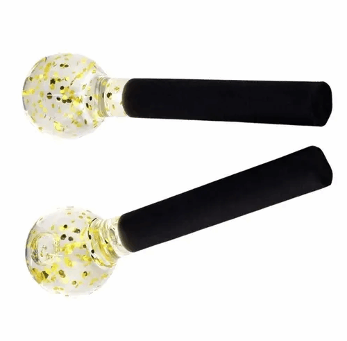 ESFERA FACIAL DOURADA C/ GLITTER CROMOTERAPIA VIDRO PEQUENA  2 UND.