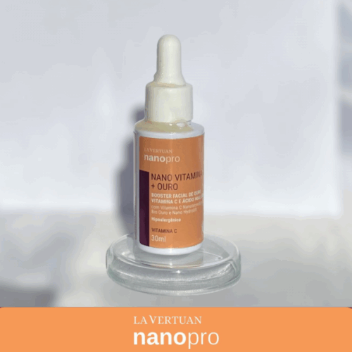 SERUM FACIAL DE OURO, VITAMINA C E ACIDO HIALURONICO 30ML LA VERTUAN