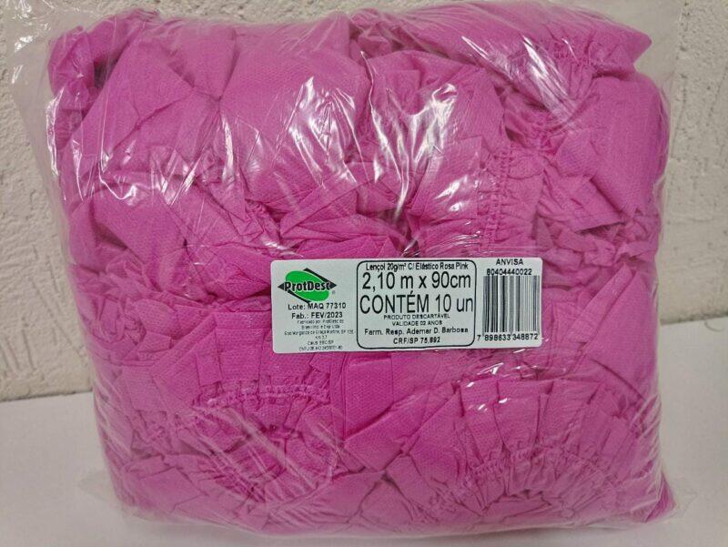 Lençol Descartável Tnt Elástico Rosa Pink 2,10x 0,90 cm 10 Un Protdesc