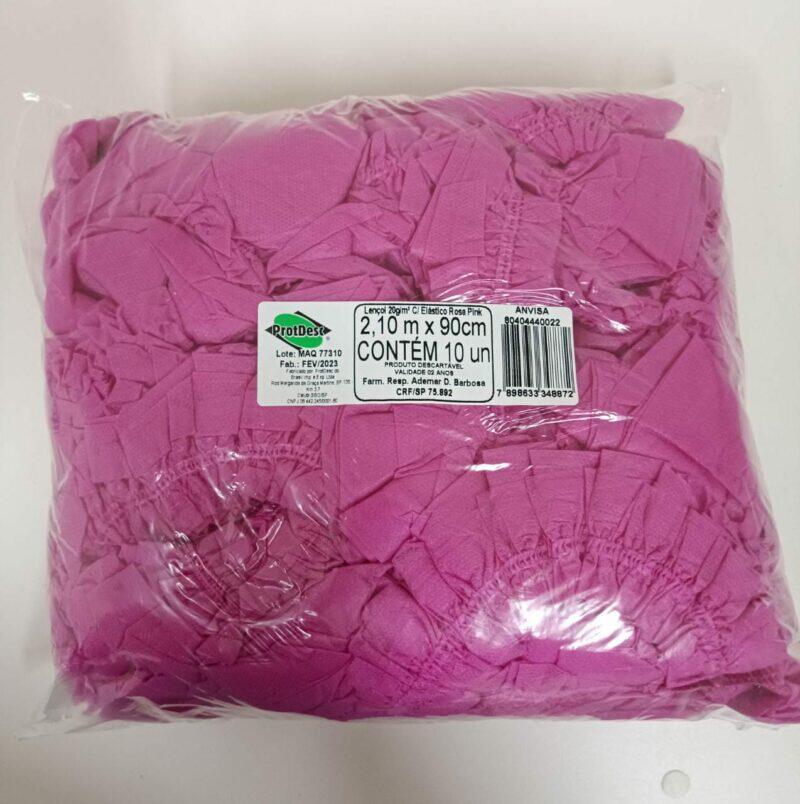 Lençol Descartável Tnt Elástico Rosa Pink 2,10x 0,90 cm 10 Un Protdesc - Image 2