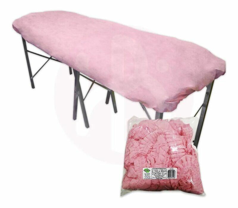 Lençol Descartável Tnt Elástico Rosa Pink 2,10x 0,90 cm 10 Un Protdesc - Image 3
