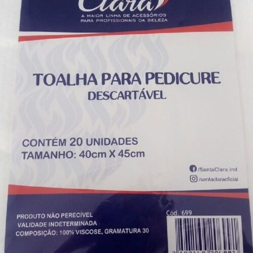 TOALHA PARA PEDICURE DESCARTAVEL 20 UND. TAMANHO 40CMX 45 CM-COD:699- SANTA CLARA