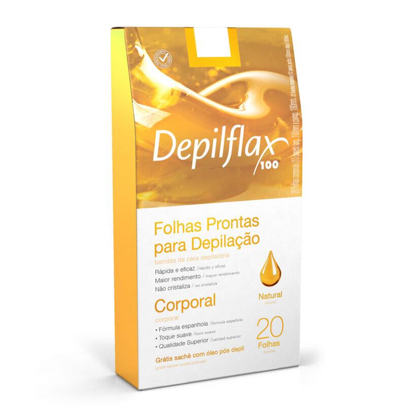 Folhas Prontas Corporal Extratos de Mel (Natural) C/ 20 Und 10 pares cx Depilflax