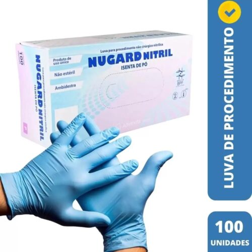 LUVA NITRILICA PROCEDIMENTO SEM PO 100 UNIDADES  TAMANHO G - NUGARD AZUL