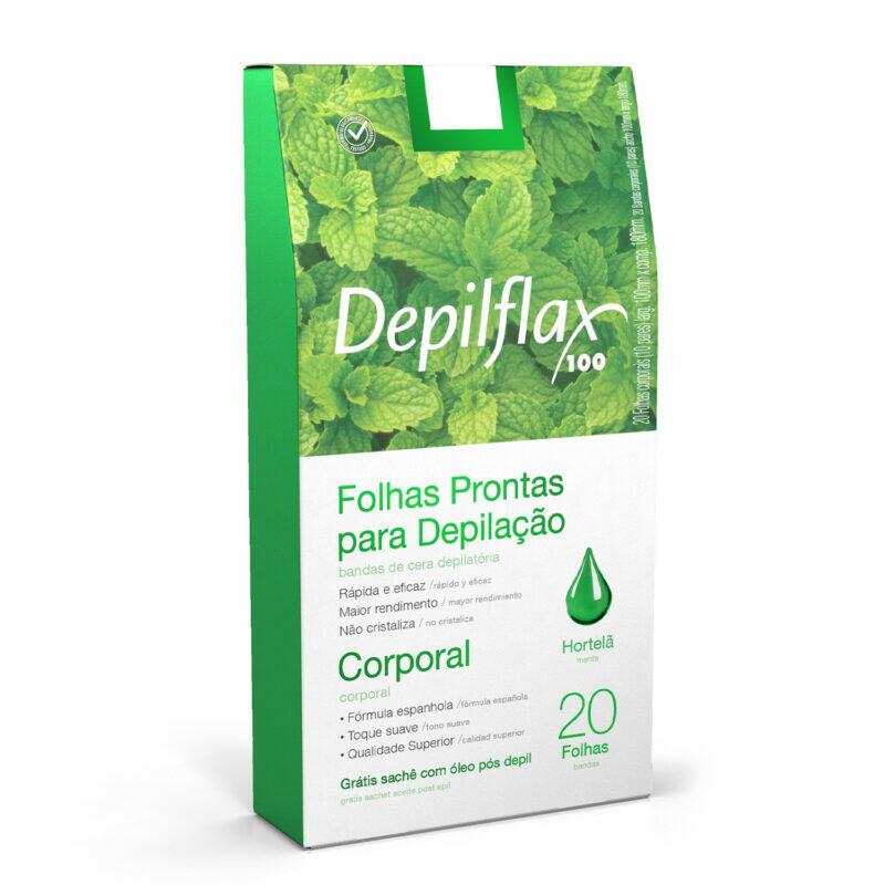 Folhas Prontas Facial Hortelã C/ 24 Und 12 pares cx Depilflax