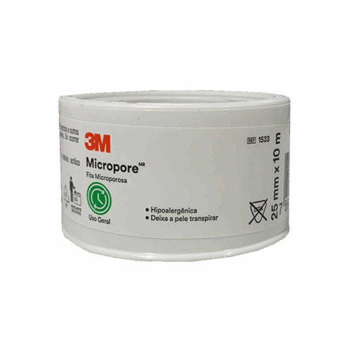 FITA MICROPORE BRANCA HIPOALERGICA 2,5CM X 10 M - 3M