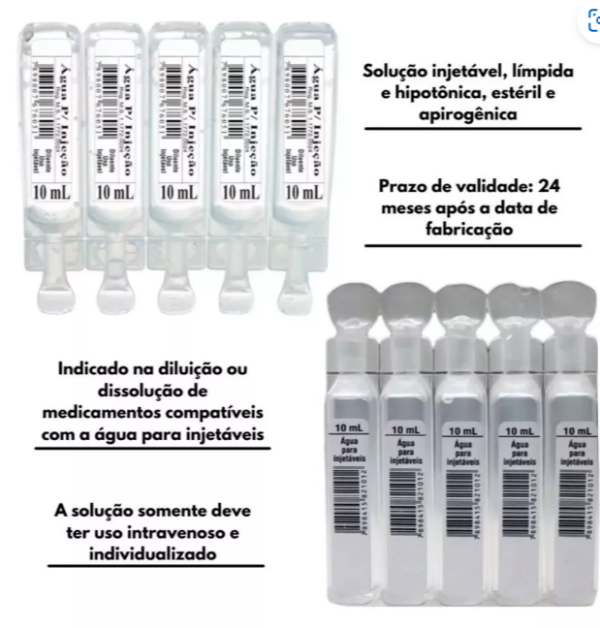 Água para Injeção com 1 Flaconete 10ml Equiplex - Image 2