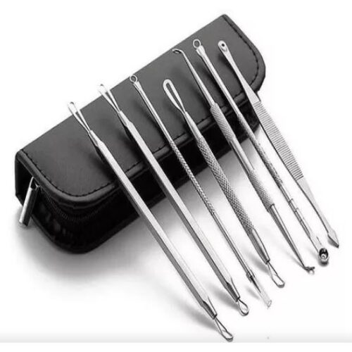 KIT CURETA REMOVEDORA CRAVOS ESPINHAS AÇO INOXIDAVEL C/ESTOJO- KIT 7 UNIDADES