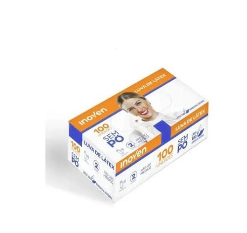 LUVA DE LATEX PROCEDIMENTO 100 UNIDADES M SEM PO INOVEN