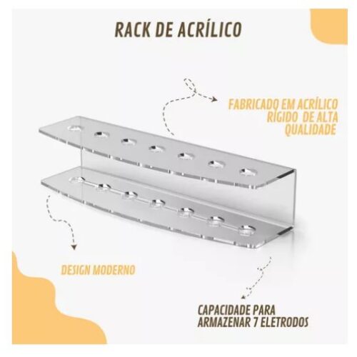 SUPORTE RACK ORGANIZADOR DE ELETRODOS ALTA FREQUENCIA – ACRILICO
