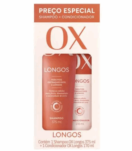 KIT OX LONGOS SHAMPOO 375ML E CONDICIONADOR 170ML