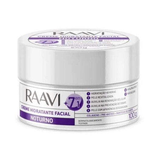 CREME HIDRATANTE FACIAL NOTURNO 7 EM 1 100G RAAVI