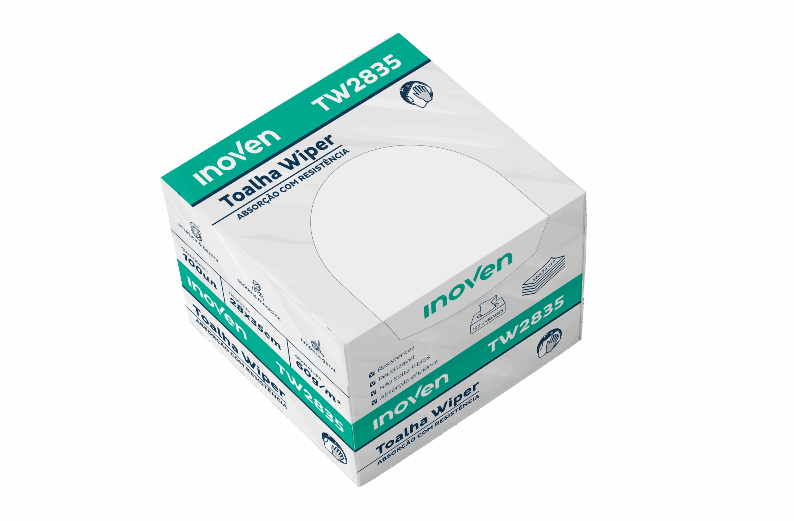 TOALHA DESCARTAVEIS TW 2835 28CM X35 CM - 100 FOLHAS -INOVEN