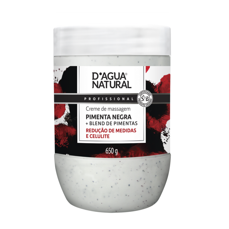 Creme de Massagem Pimenta Negra | 650g D'agua Natural