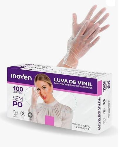 LUVA DE VINIL S/PO  PROCEDIMENTO 100 UNIDADES INOVEN