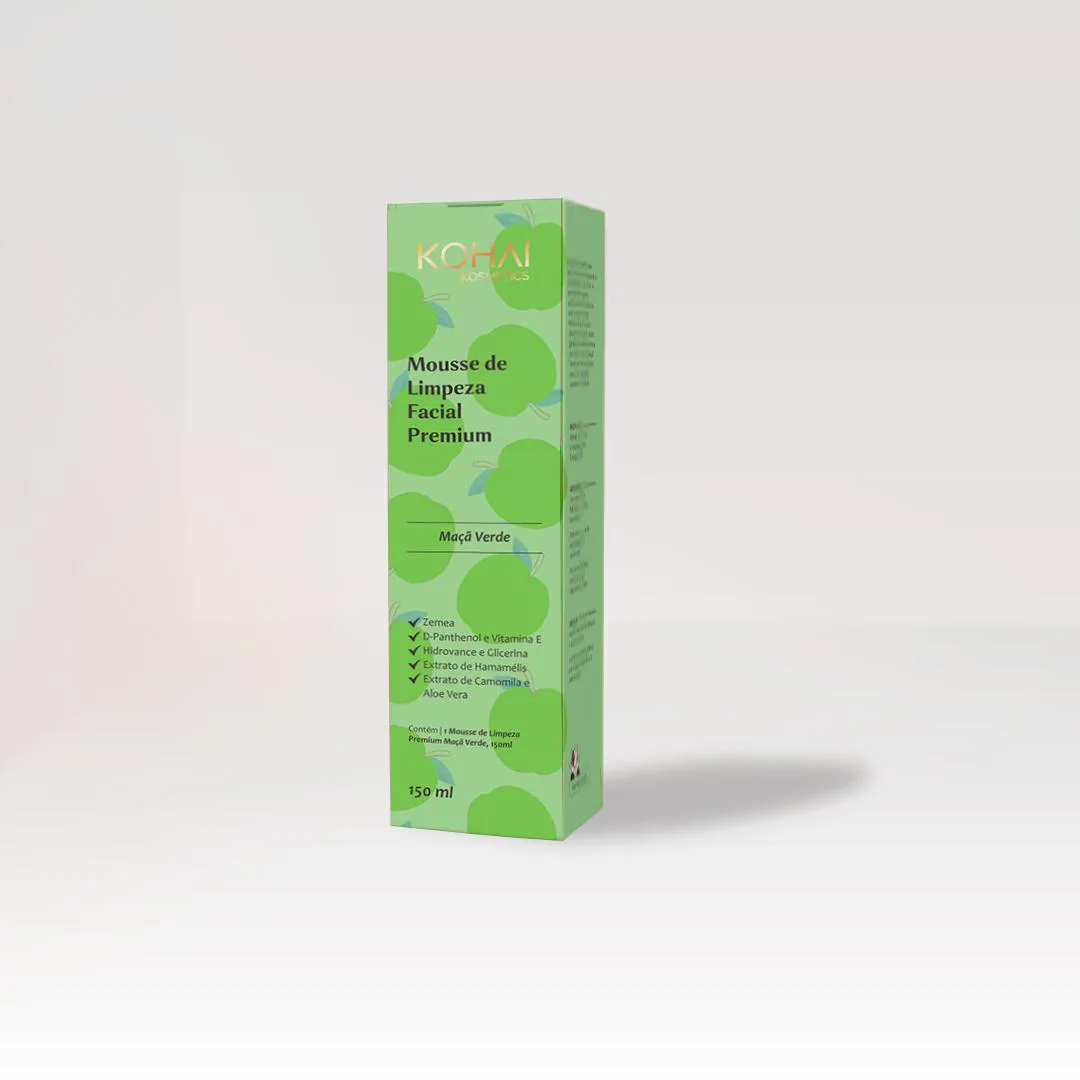 MOUSSE DE LIMPEZA FACIAL PREMIUM KOHAI - MAÇA VERDE 150 ML