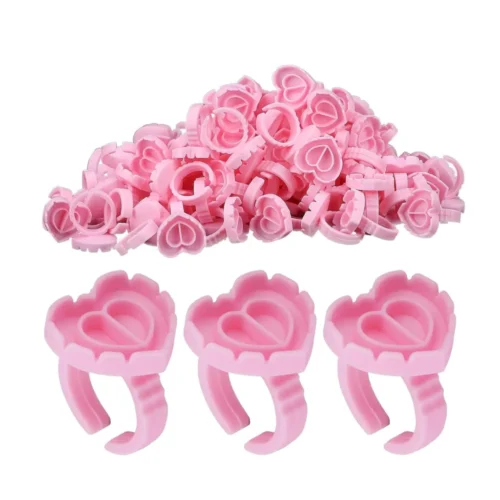 ANEL BATOQUE PORTA COLA PARA EXTENSAO DE CILIOS- CORAÇAO COR VARIADAS 100 UNIDADES