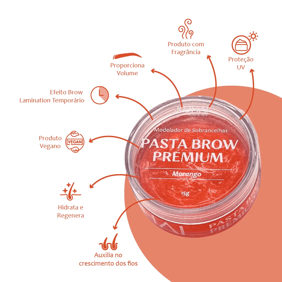 PASTA MODELADORA BROW PREMIUM KOHAI - MORANGO 15G - Imagem 2