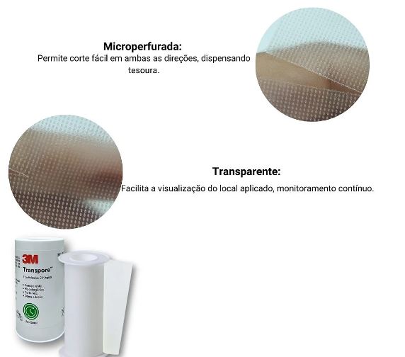 FITA MICROPORE TRANSPORE ADESIVA CIRURGICA 100MM X 4,50 M 3M - Imagem 2