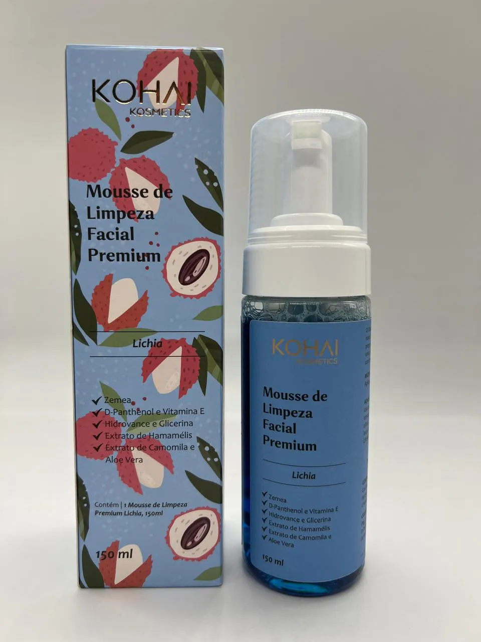 MOUSSE DE LIMPEZA FACIAL PREMIUM KOHAI - LICHIA 150 ML