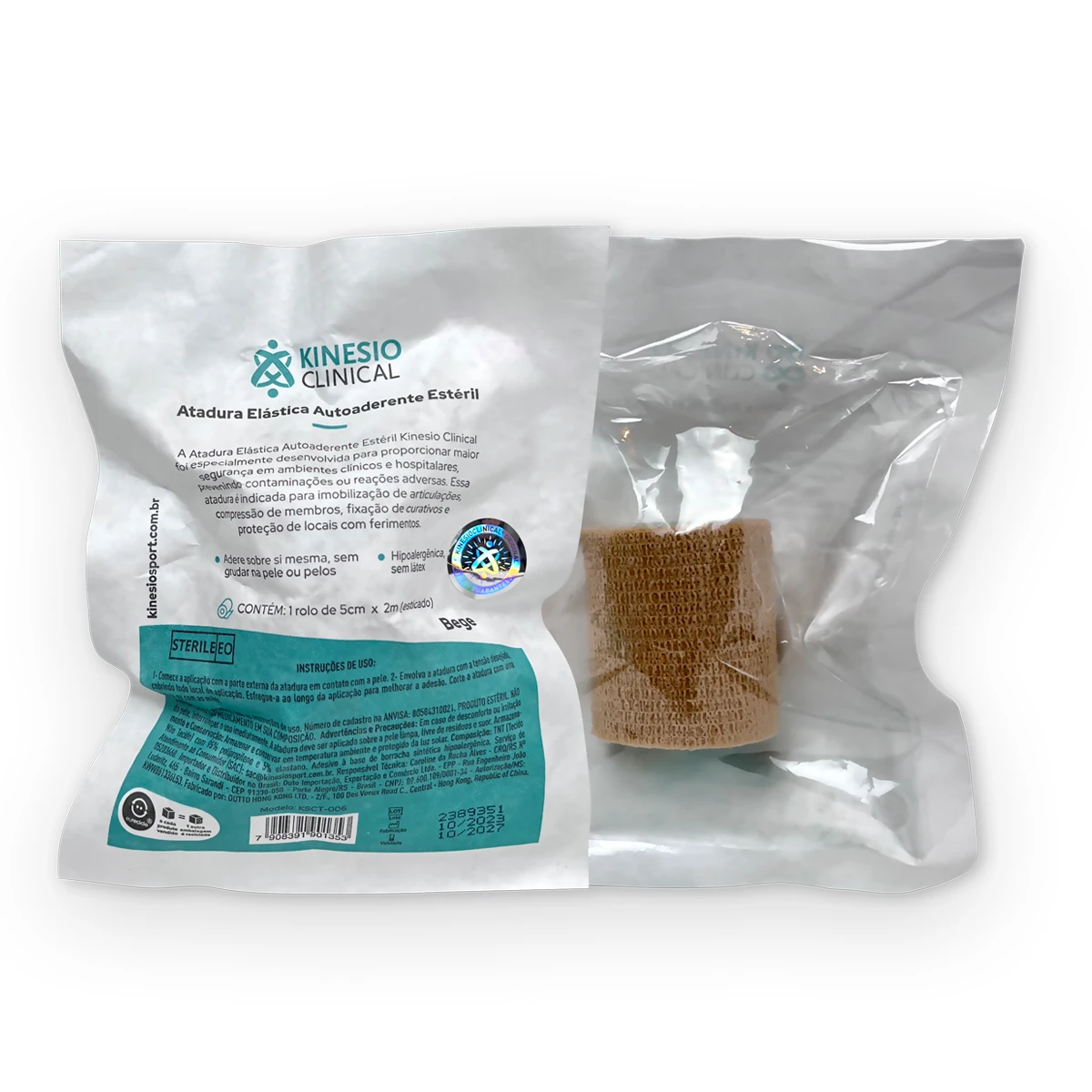 ATADURA ELASTICA AUTO ADERENTE ESTERIL 5CM X 2M - BEGE KINESIO CLINICAL