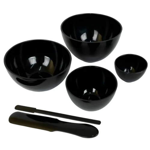 KIT COM 4 CUBETAS E 1 ESPATULAS - COR PRETO ESTEK