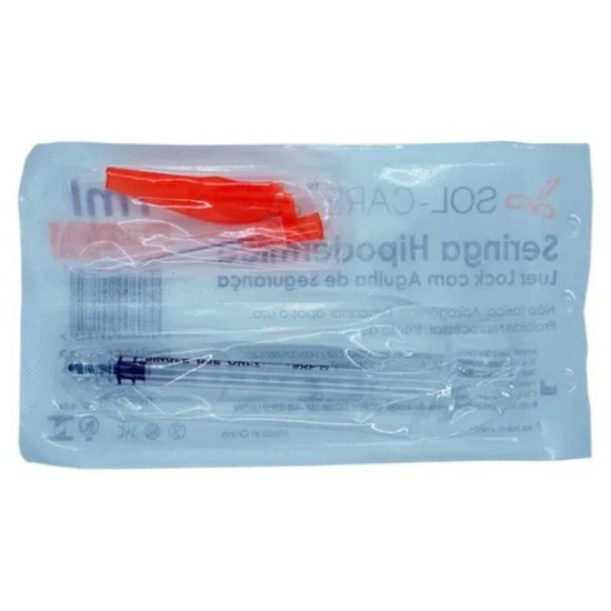 SERINGA INSULINA LUER LOCK COM AGULHA 25G 0,5MM X 25MM 1 ML- 1 UND SOL M - Imagem 2