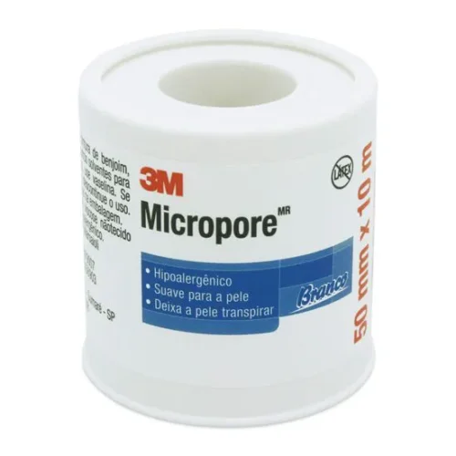 FITA MICROPORE BRANCA HIPOALERGICA 5CM X 10 M - 3M