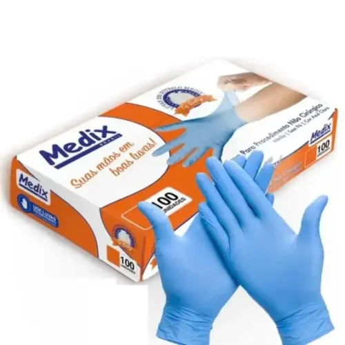 LUVA NITRILICA SEM PO CAIXA C/100 UNIDADES AZUL -TAMANHO M MEDIX
