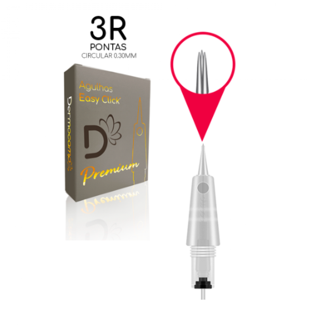AGULHAS EASY CLICK 3 RL 0,30MM ROSCA DE MOLA DERMOCAMP SHARP- 10 UND