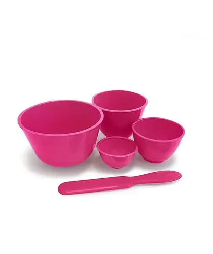 KIT COM 4 CUBETAS E 1 ESPATULAS - COR ROSA COD 6480 - SANTA CLARA