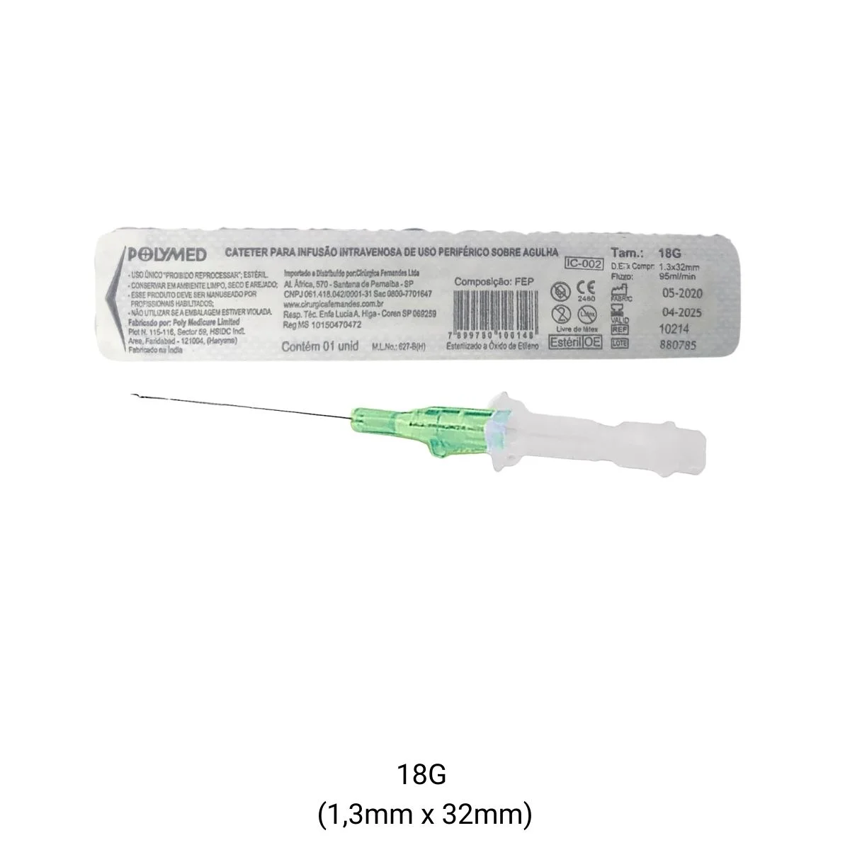 CATETER PERIFERICO INTRAVENOSO 18G X 32 MM - 1 UN POLYMED