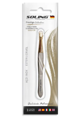 PINÇA PONTA RETA DOURADA GOLD 24- REF 365 SOLING