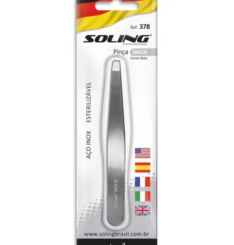 PINÇA PONTA RETA PRATA BISTER REF 378 - SOLING