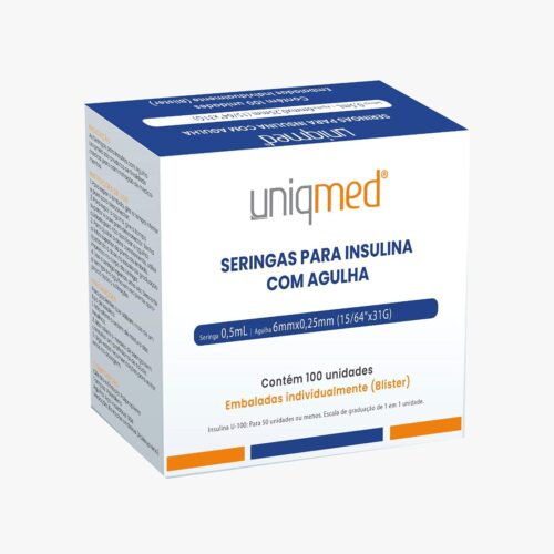 SERINGA INSULINA  0,5ML 6MMX0,25MM 31G 100 UND-C5195-UNIQMED