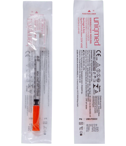 SERINGA INSULINA 0,5ML AGULHA 5MMX0.23MM -32G (BLISTER) 1 UND-C5017-UNIQMED