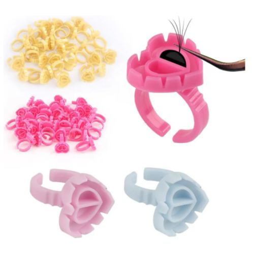 ANEL BATOQUE PORTA COLA EXTENSAO DE CILIOS CORACAO - 100 UNIDADES COR DIVERSAS