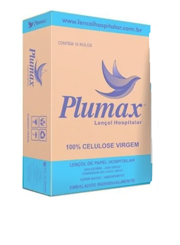 LENÇOL HOSPITALAR PAPEL AZUL (BRANQUISSIMO) 50CM X 50M 10 UNIDADES PLUMAX