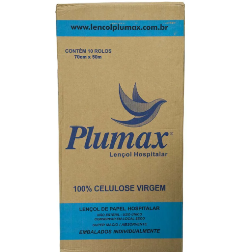 LENÇOL HOSPITALAR PAPEL AZUL (BRANQUISSIMO) 70CMX50M 10 UNIDADES -PLUMAX