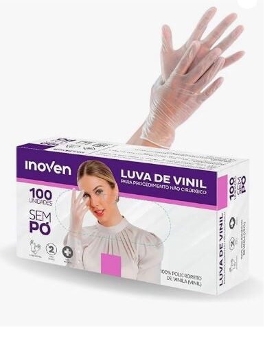 LUVA DE VINIL S/PO PROCEDIMENTO M 100 UNIDADES -INOVEN