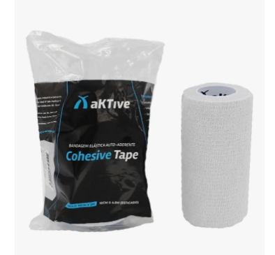 BANDAGEM ELASTICA AUTO-ADERENTE COHESIVE TAPE BRANCA 10CM X 2 M- AKTIVE