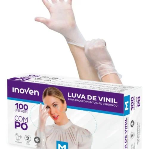 LUVA DE PROCEDIMENTO VINIL COM PO 100 UNIDS M- INOVEN