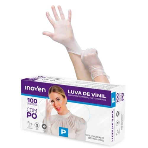 LUVA DE PROCEDIMENTO VINIL COM PO 100 UNDS P- INOVEN