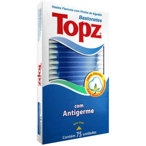 COTONETE TOPZ HASTE FLEXIVEL PONTAS DE ALGODAO -75 UNIDADES